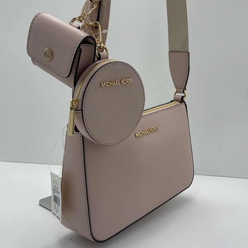 MICHAEL KORS Jet Set Saffiano Leather Crossbody Bag with Case for Apple AirPods - Picture 7 of 16